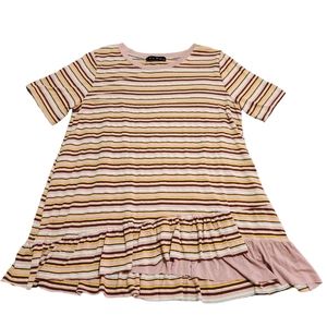 Ella Blue Striped Ruffle Hem Top, Size S